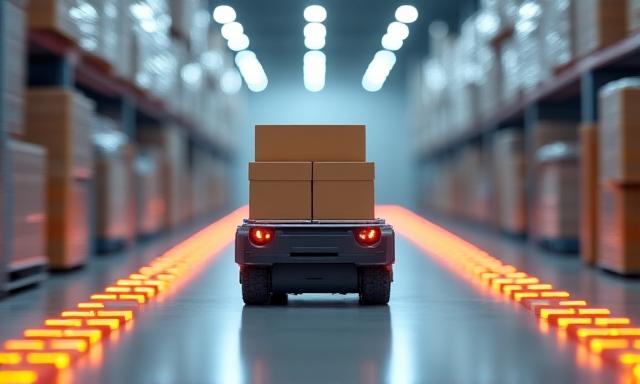 倉庫内を自律走行する搬送ロボット